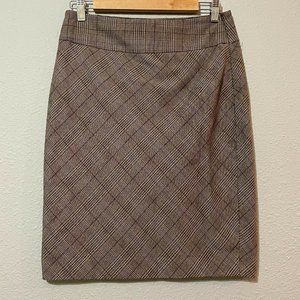 The Limited Womens Brown Dark Academia Plaid Back Slit Casual Pencil Skirt Sz 2